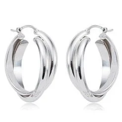 Sterling Silver Md Hf/Rd Crossed S/D Earrings