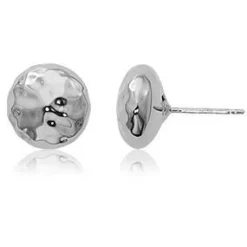 Sterling Silver 10mm Hammered Dome Stud Earrings