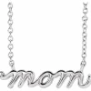 Sterling Silver Mom Script Necklace on 18" Chain