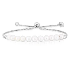 Sterling Silver Pearl Friendship Bracelet