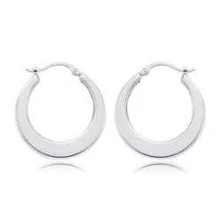 Sterling Silver Pl Flat Hoop S/D Earrings