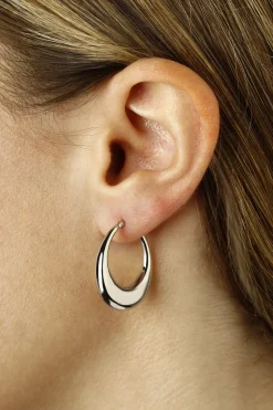 Sterling Silver Pl Shell Hoop S/D Earrings