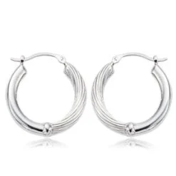 Sterling Silver Pl/Twist Hoop Earrings