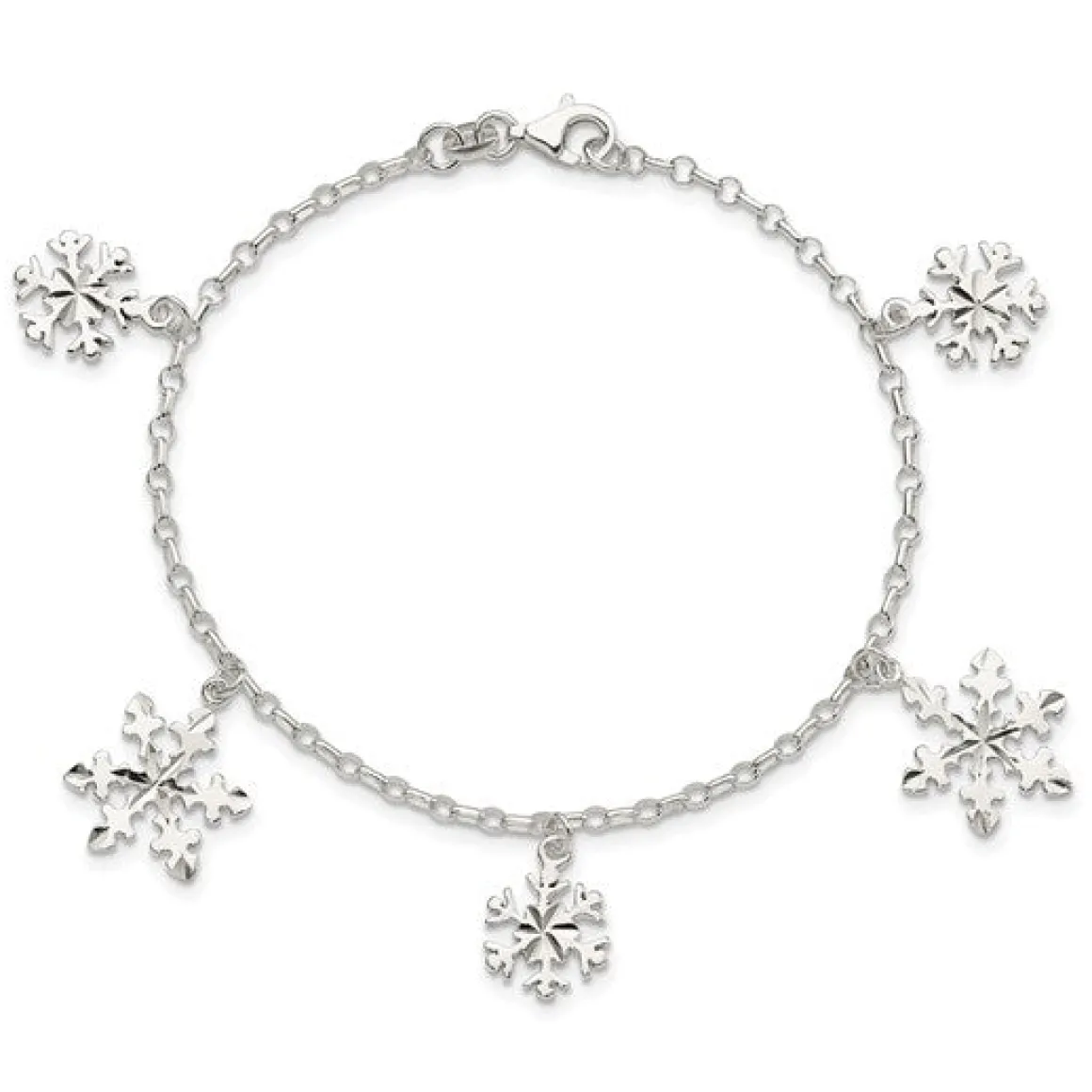 Sterling Silver Snowflake Charm Bracelet