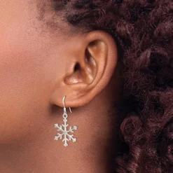 Sterling Silver  Snowflake Dangle Earrings