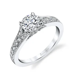 Sylvie Collection 14K Round Engagement Ring Setting .30tw