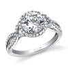 Sylvie Collection 14K White Gold Round Engagement Ring Setting W. 1.0Ct Round Head
