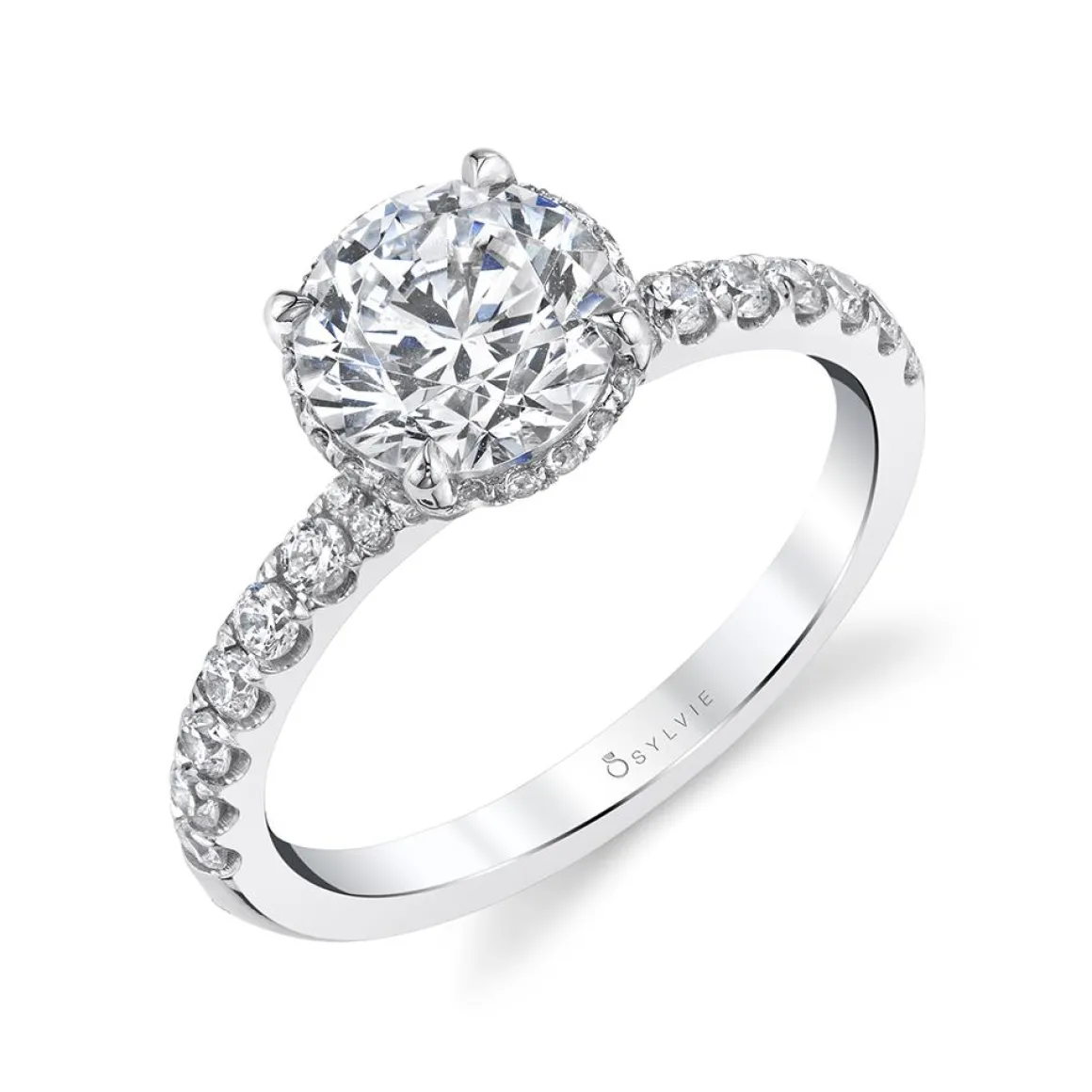 Sylvie Collection 14K White Gold Round Engagement Ring Setting