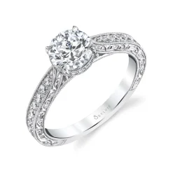 Sylvie Collection 18K White Gold Round Engagement Ring Setting