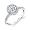 Sylvie Collection 14K White Gold Round Halo Engagement Ring Setting