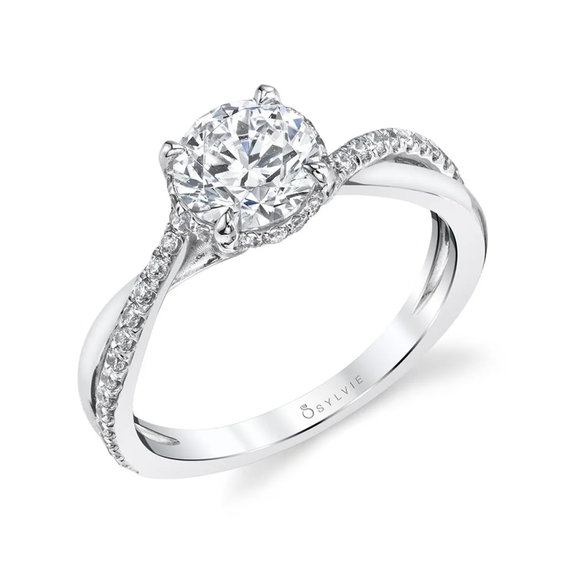 Sylvie Collection 14K White Gold Round Engagement Ring Setting