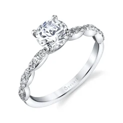 Sylvie Collection 14K White Gold Round Engagement Ring Setting W. 1Ct Round 14K WG