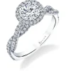 Sylvie Collection 14K White Gold Round Halo Engagement Ring Setting W. 1Ct Round Halo 14K WG