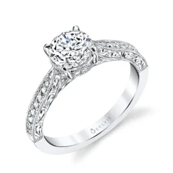 Sylvie Collection 14K White Gold Round Engagement Ring Setting