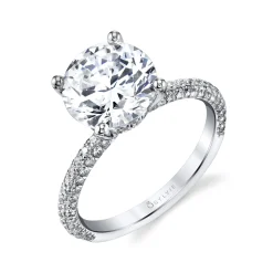 Sylvie Collection 14K White Gold Round Engagement Ring Setting W. 1.50Ct Round 14K White Gold *Diamond 3/4 Way