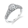 Sylvie Collection 14K White Gold Round Engagement Ring Setting W. 1Ct Round Head 14K