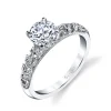 Sylvie Collection 14K White Gold Round Engagement Ring Setting W. 0.10Ct Round 1/2 Way
