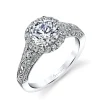 Sylvie Collection 14K White Gold Round Engagement Ring Setting