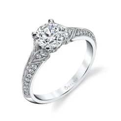 Sylvie Collection 14K White Gold Round Engagement Ring Setting