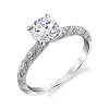 Sylvie Collection 14K White Gold Round Engagement Ring Setting