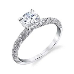 Sylvie Collection 14K White Gold Round Engagement Ring Setting