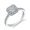 Sylvie Collection 14K White Gold Cushion Halo Engagement Ring Setting .41tw