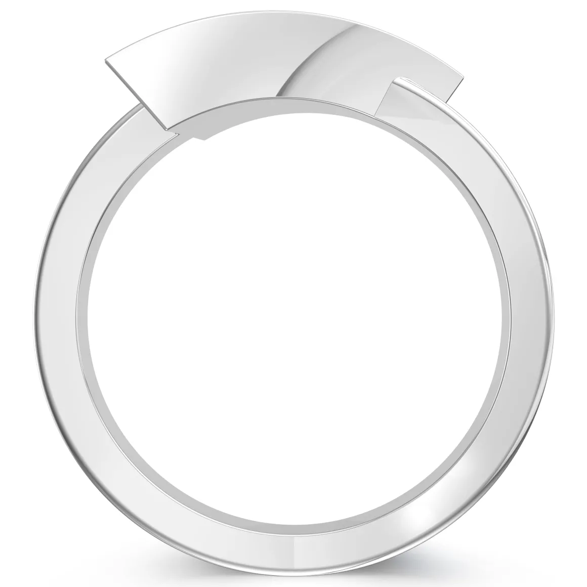 UCONN Diamond Engraved Geometric Ring in Sterling Silver