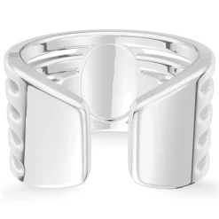 UCONN Diamond Logo Engraved Multiband Ring in Sterling Silver