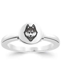 UCONN Logo Engraved Ring in Sterling Silver