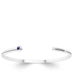 UCONN Sapphire Engraved Cuff Bracelet in Sterling Silver