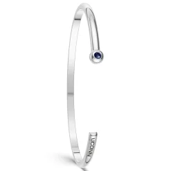 UCONN Sapphire Engraved Cuff Bracelet in Sterling Silver