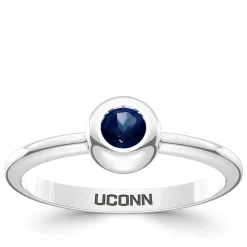 UCONN Sapphire Engraved Ring in Sterling Silver