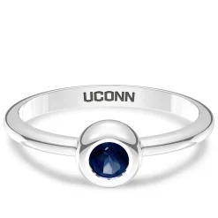 UCONN Sapphire Engraved Ring in Sterling Silver