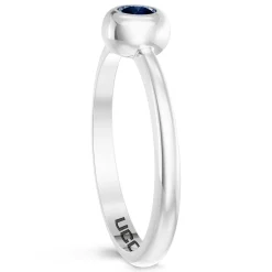 UCONN Sapphire Engraved Ring in Sterling Silver