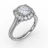 Vintage Scalloped Halo Engagement Ring With Milgrain Details