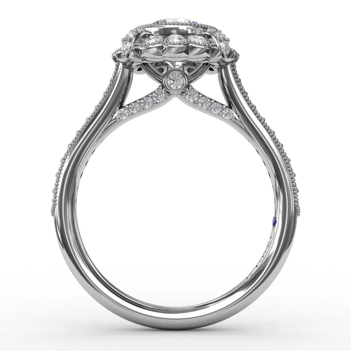 Vintage Scalloped Halo Engagement Ring With Milgrain Details